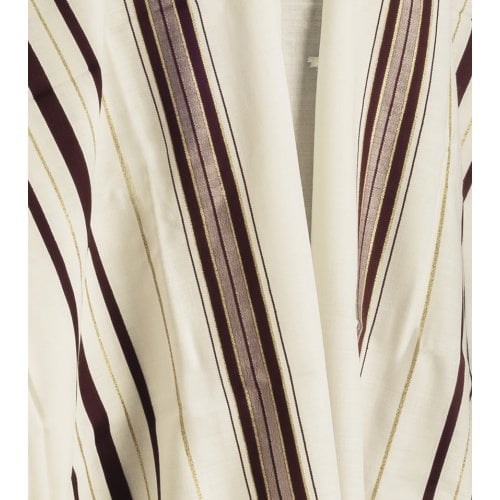 Talitnia Wool Tallit Traditional Kosher Prayer Shawl - Maroon & Gold Stripes