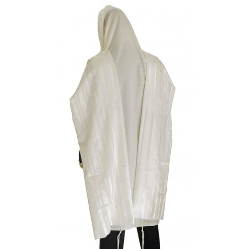 Talitnia Wool Tallit Traditional Kosher Prayer Shawl - White Stripes