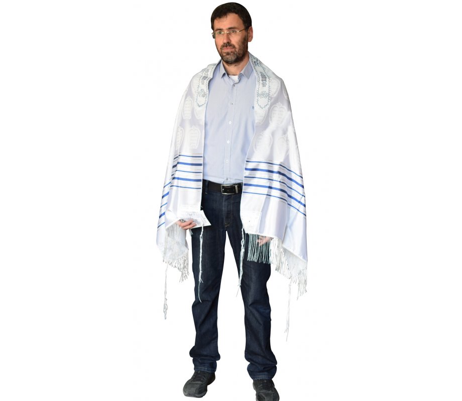 Silver Plated Tallit Prayer Shawl Clips - Tablets, Lions and Star of David