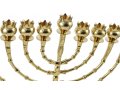 Tall Brass Chanukah Menorah, Cups with Pomegranate Design - 16 Inches