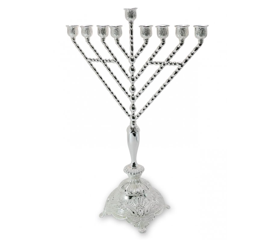 Tall Chabad Angular Menorah, Nickel – 15.5