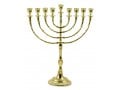 Tall Gold Color Classic Chanukah Menorah - 16 Inches