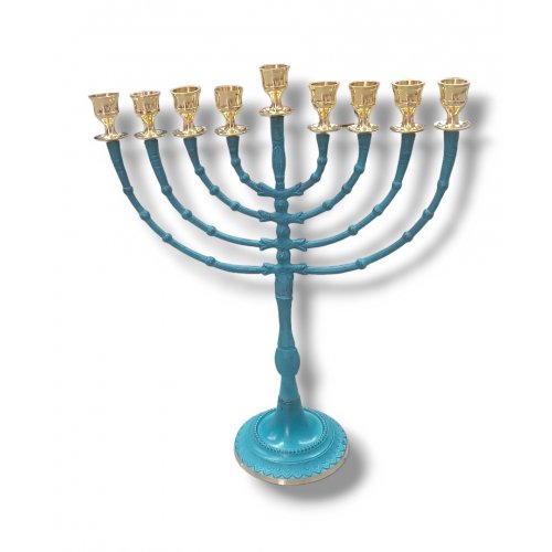 Tall Patina Classic Design Chanukah Menorah - 16 Inches