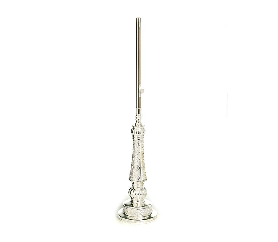 Tall Silver Plated Majestic Wand Shabbat Candle Lighter - Circle Design