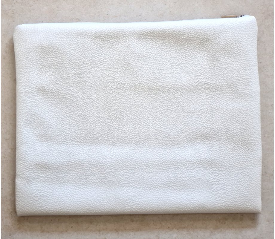 Tallit and Tefillin Bag Set, Off-White Faux Leather Embroidered Hebrew Prayer