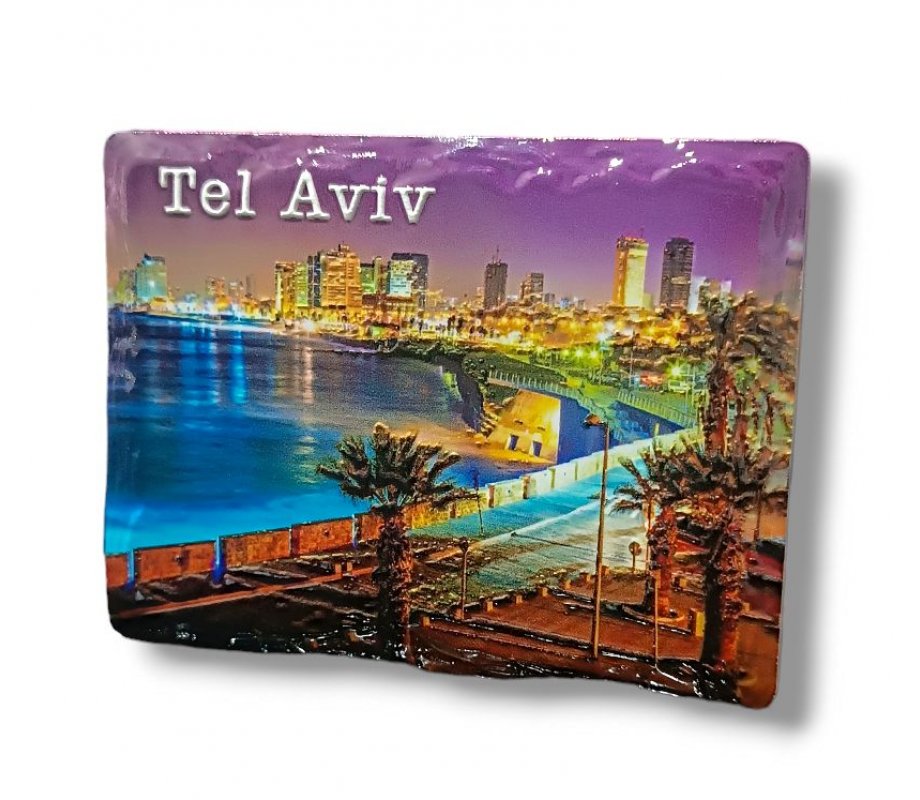 Textured Ceramic Magnet Colorful Tel Aviv at Night
