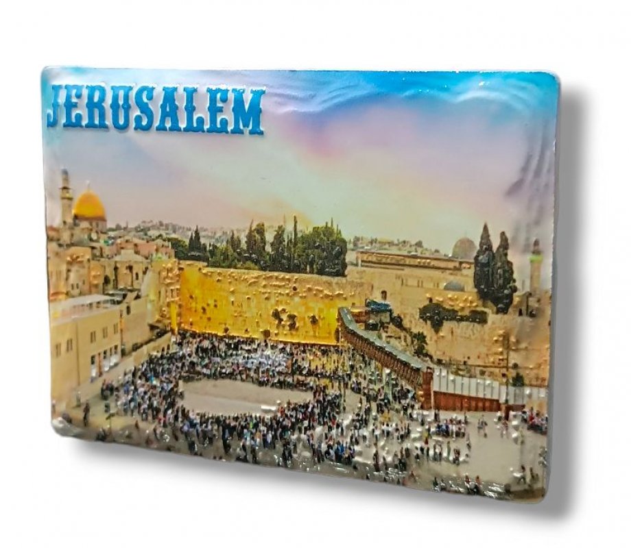 Textured Ceramic Magnet - Jerusalem of Gold with Western Wall