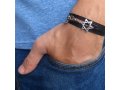 Thin Black Rope Bracelet with Silver Plated Star of David