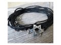 Thin Black Rope Bracelet with Silver Plated Star of David