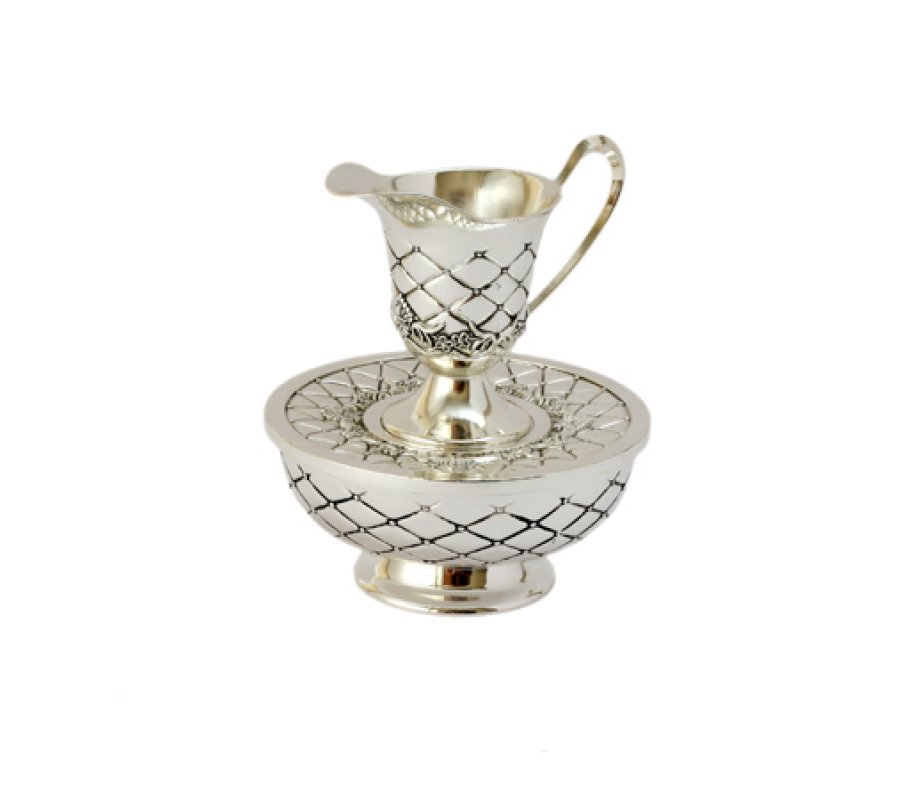 Three-Piece Silver Plated Mayim Achronim Cup & Bowl with Lid