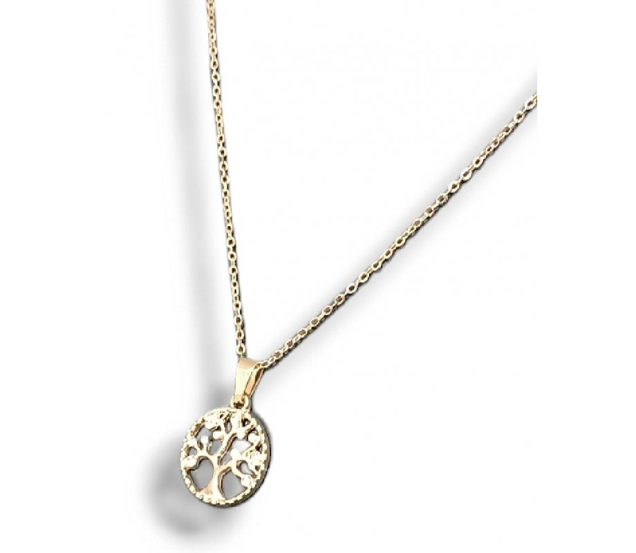 Tree of Life Pendant Necklace, Rhodium – Gold with Gleaming Crystals