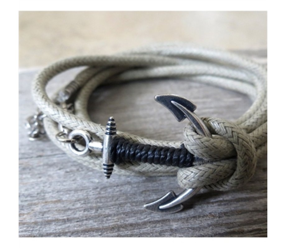 Triple Wrap Bracelet with Silver Plated Anchor - Only 1 In Stock