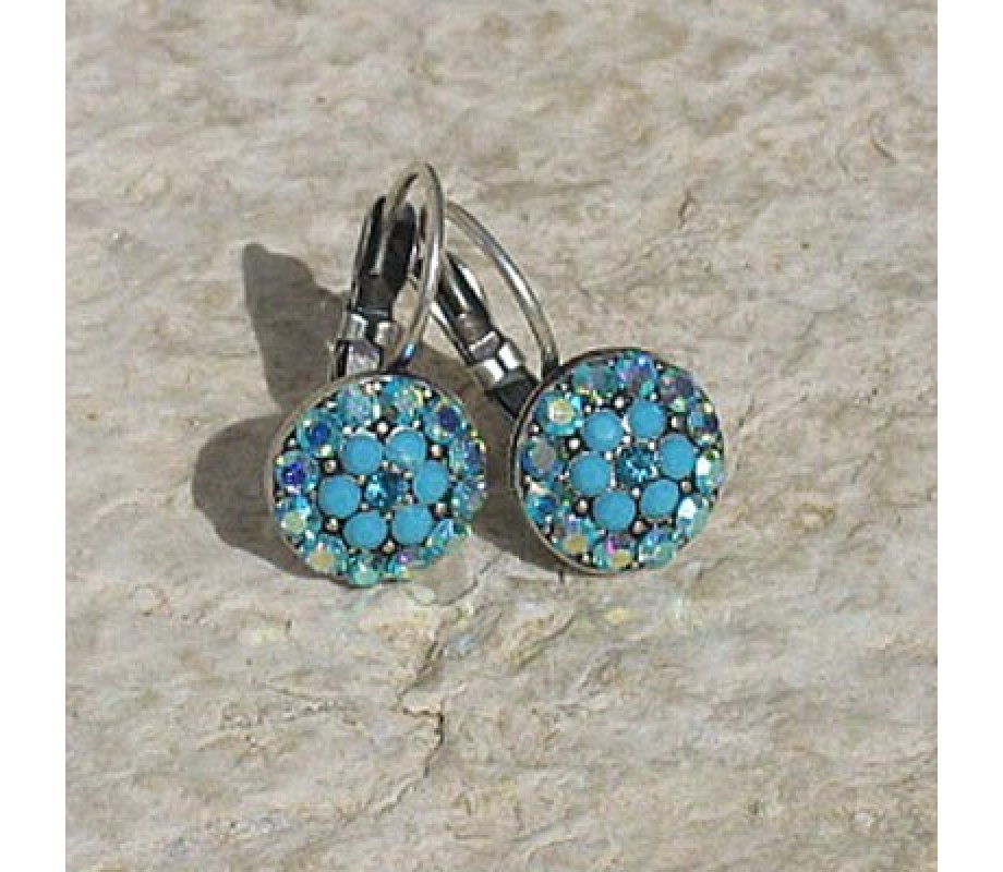 Turquoise Color Flower Earrings by Edita