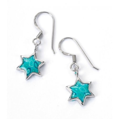 Turquoise Star of David Earrings