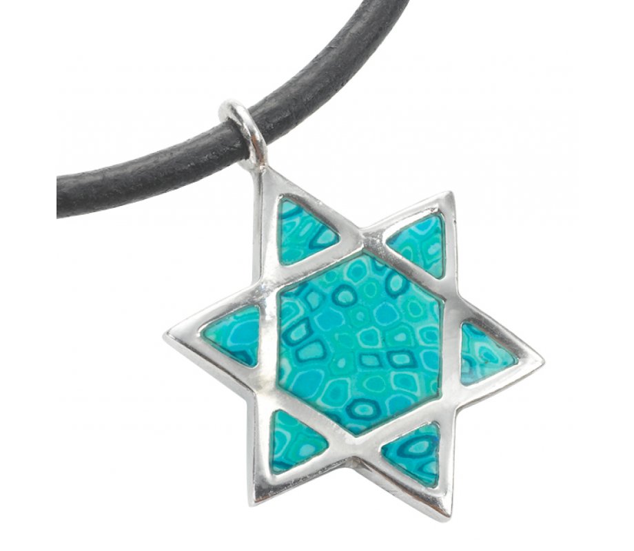 Turquoise Star of David on Leather Cord 