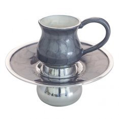 Two Piece Mayim Achronim Set, Silver and Gray - Aluminum
