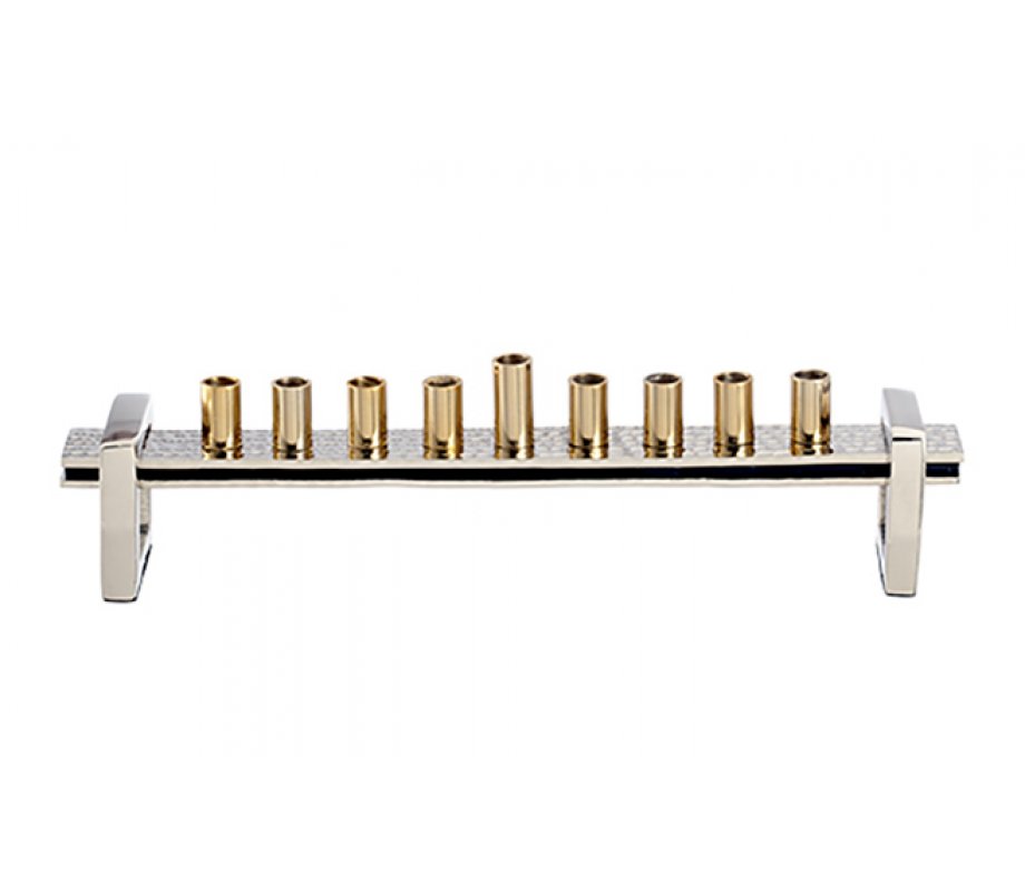 Two Tone Gold and Silver Contemporary Chanukah Menorah for Candles