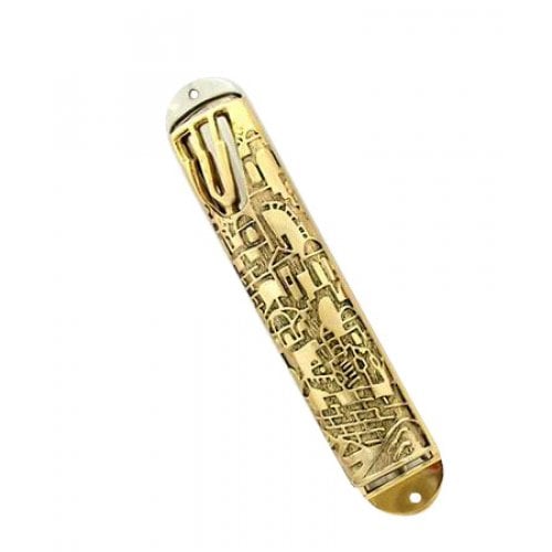 Two Tone Jerusalem Wall Mezuzah