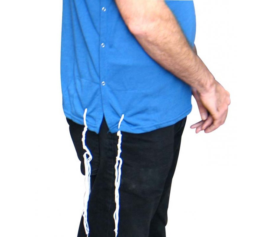 Tzitzit T-Shirt for Men with Kosher Tzitzis, Blue - Short Sleeve Cotton Blend