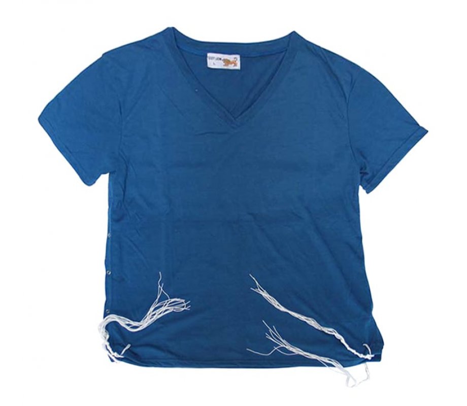 Tzitzit T-Shirt for Men with Kosher Tzitzis, Blue - Short Sleeve Cotton Blend
