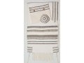 Weaving Creation Hand Woven White Tallit Malchut - Royalty