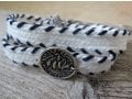 White Cord Bracelet for Men with Coin Element