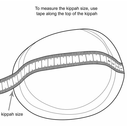 White Knitted Kippah with Light Blue Stripes Around the Edge - Choice of Sizes