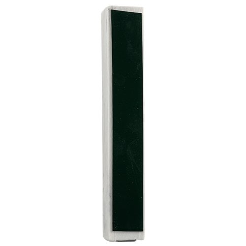 White Marble Polyresin Mezuzah Case, Decorative Gold Shin - For 12 cm Scroll