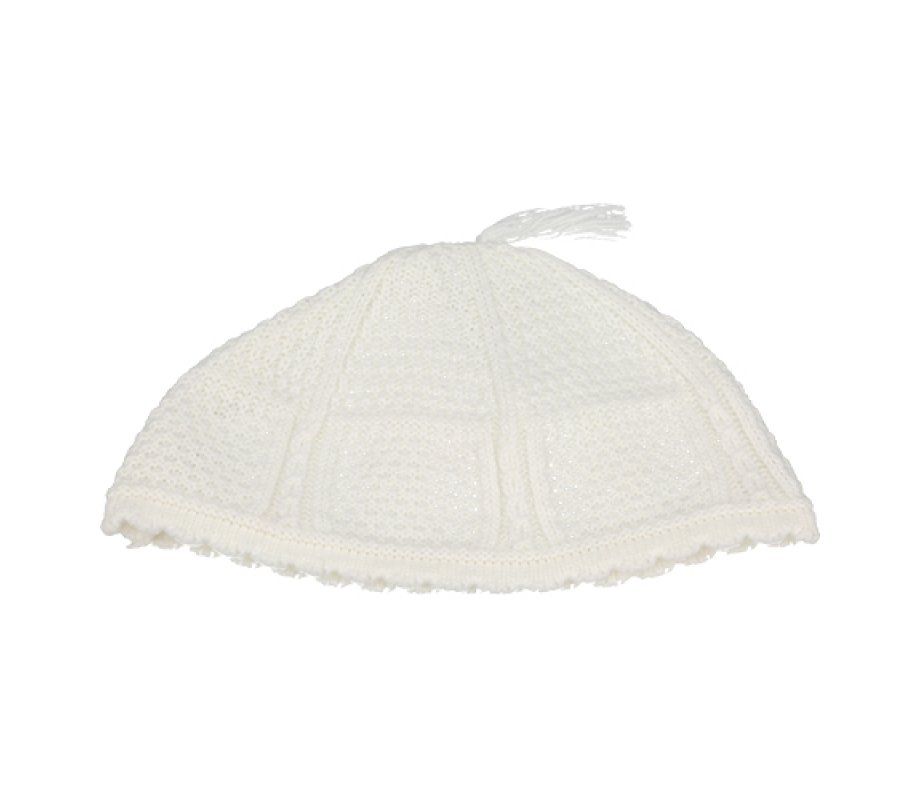 White Nachman Frik Kippah - Suitable Size for Children