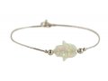 White Opal Hamsa Silver Bracelet