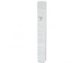 White Plastic Mezuzah Case with Fine Silver Stripes, Silver Shin  Various Sizes