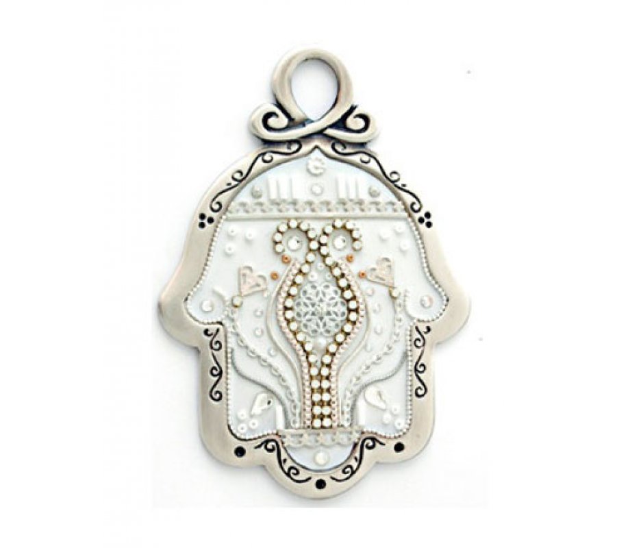 White Wall Hamsa Hand by Esther Shahaf