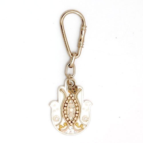 White-Gold Hamsa Key Chain by Ester Shahaf