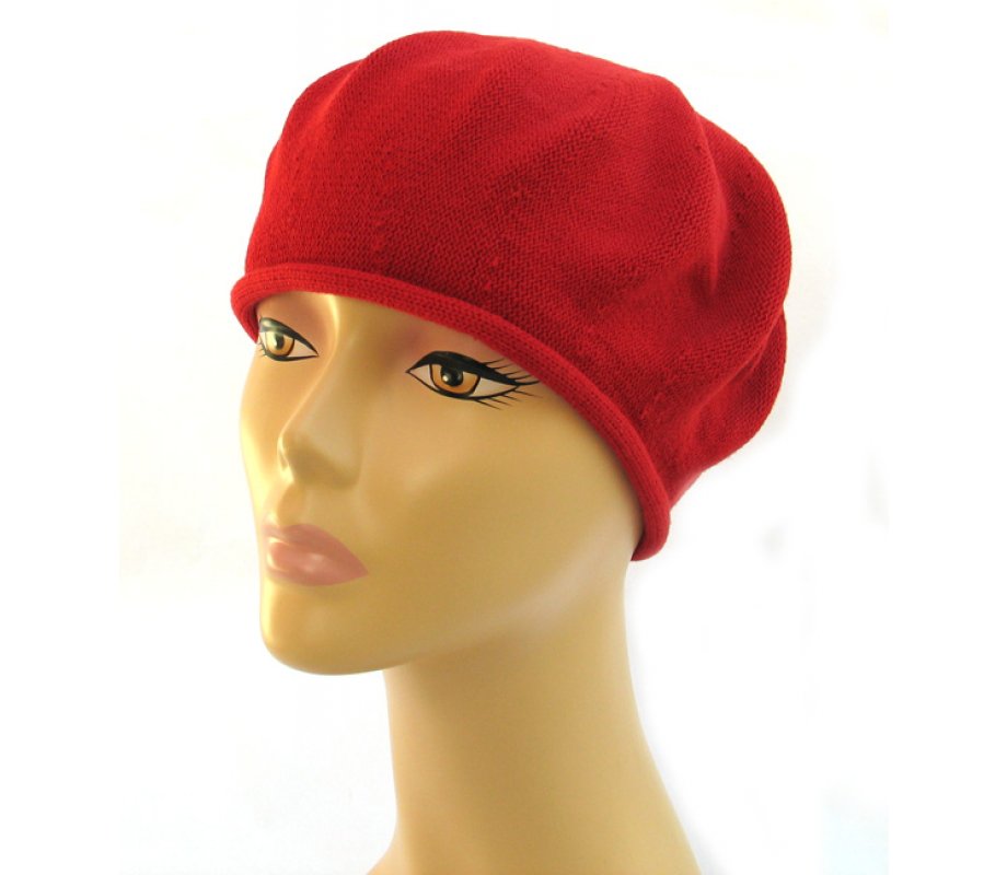 Womens Classic Red Cotton Beret
