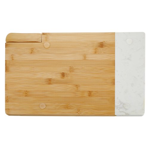 Wood Challah Board with Knife - Marble Strip Design