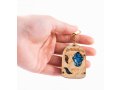 Wood Jerusalem Key Chain with Semi-Precious Stones - Leaf and Hamsa Design