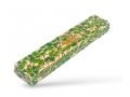 Wood Mezuzah Case with Mosaic Design - Green and Yellow with Gold Shin