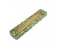 Wood Mezuzah Case with Mosaic Design - Green and Yellow with Gold Shin