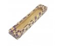 Wood Mezuzah Case with Mosaic Design  Purple and Yellow with Gold Shin