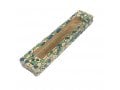 Wood Mezuzah Case with Mosaic Design - Turquoise, Green and Blue with Gold Shin