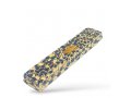 Wood Mezuzah Case with Mosaic Design, Blue and Cream - Gold Shin