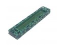 Wood Mezuzah Case with Mosaic Design, Dark Blue on Turquoise - Gold Shin