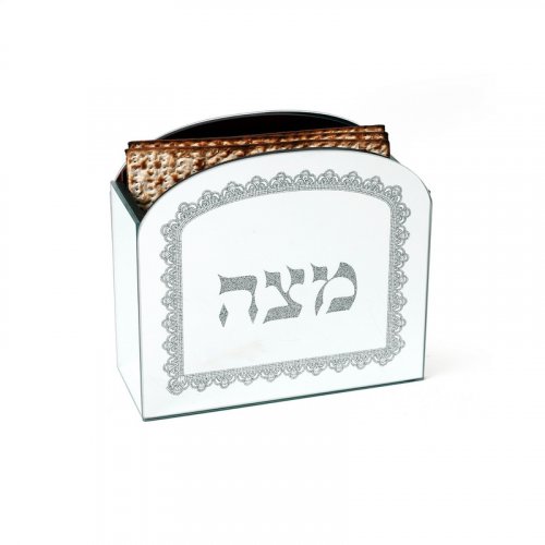 Wood and Crystal Upright Matzah Holder - Lace Design