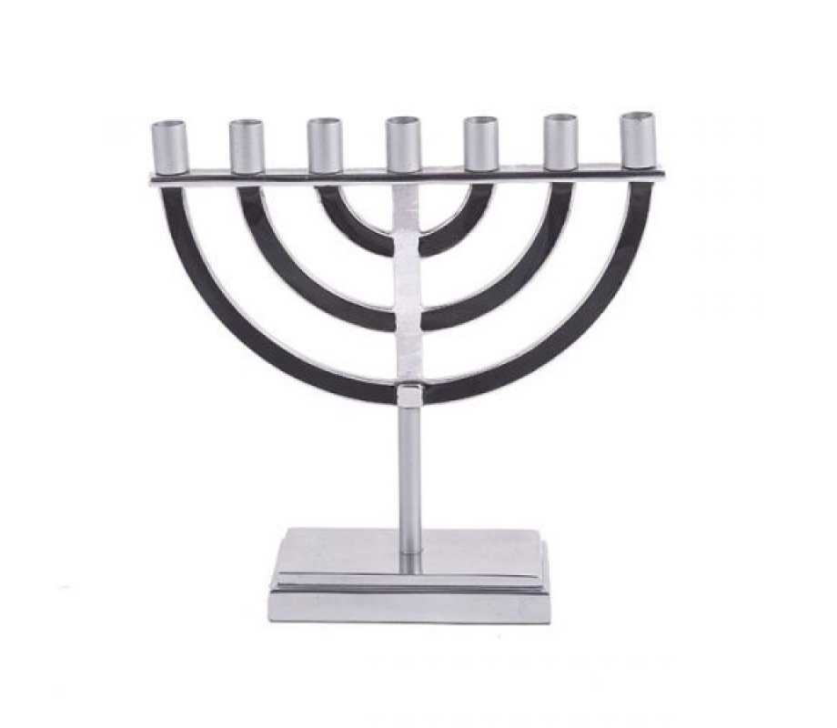 Yair Emanuel 7 Branch Menorah Classic Design - Black and Silver