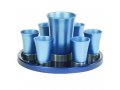 Yair Emanuel Aluminum Kiddush Goblet and Six Cups with Tray - Metallic Colors