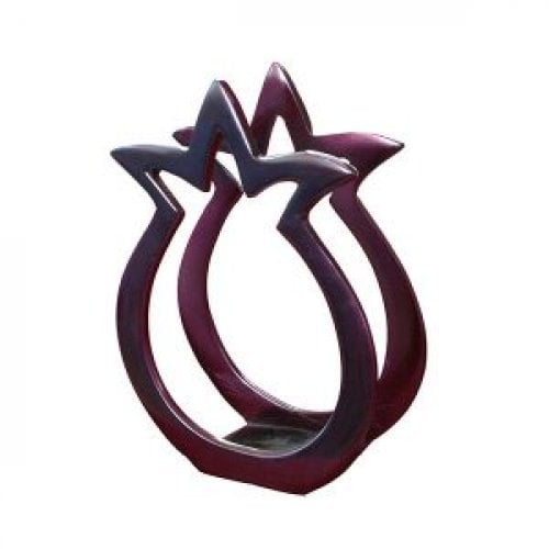 Yair Emanuel Aluminum Napkin Serviette Holder, Pomegranate Shape - Maroon