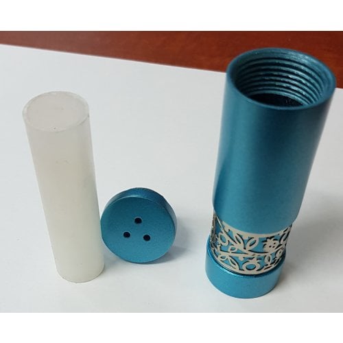 Yair Emanuel Aluminum Salt and Pepper Set with Pomegranate Band - Turquoise