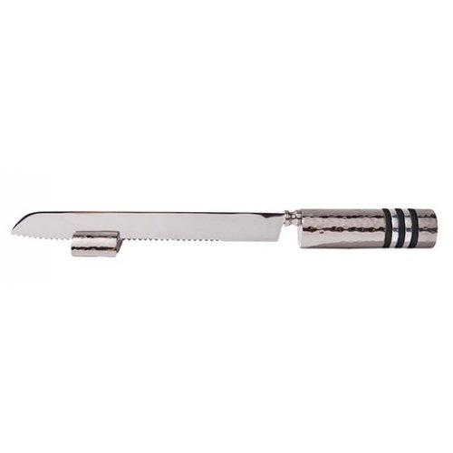 Yair Emanuel Anodized Aluminum Challah Knife & Stand - Decorative Handle