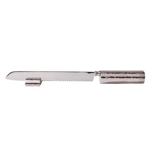 Yair Emanuel Anodized Aluminum Challah Knife & Stand - Decorative Handle