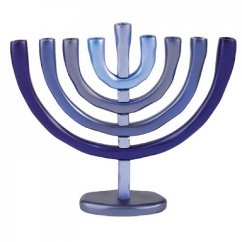 Yair Emanuel Anodized Aluminum Classic Arch Hanukkah Menorah - Shades of Blue